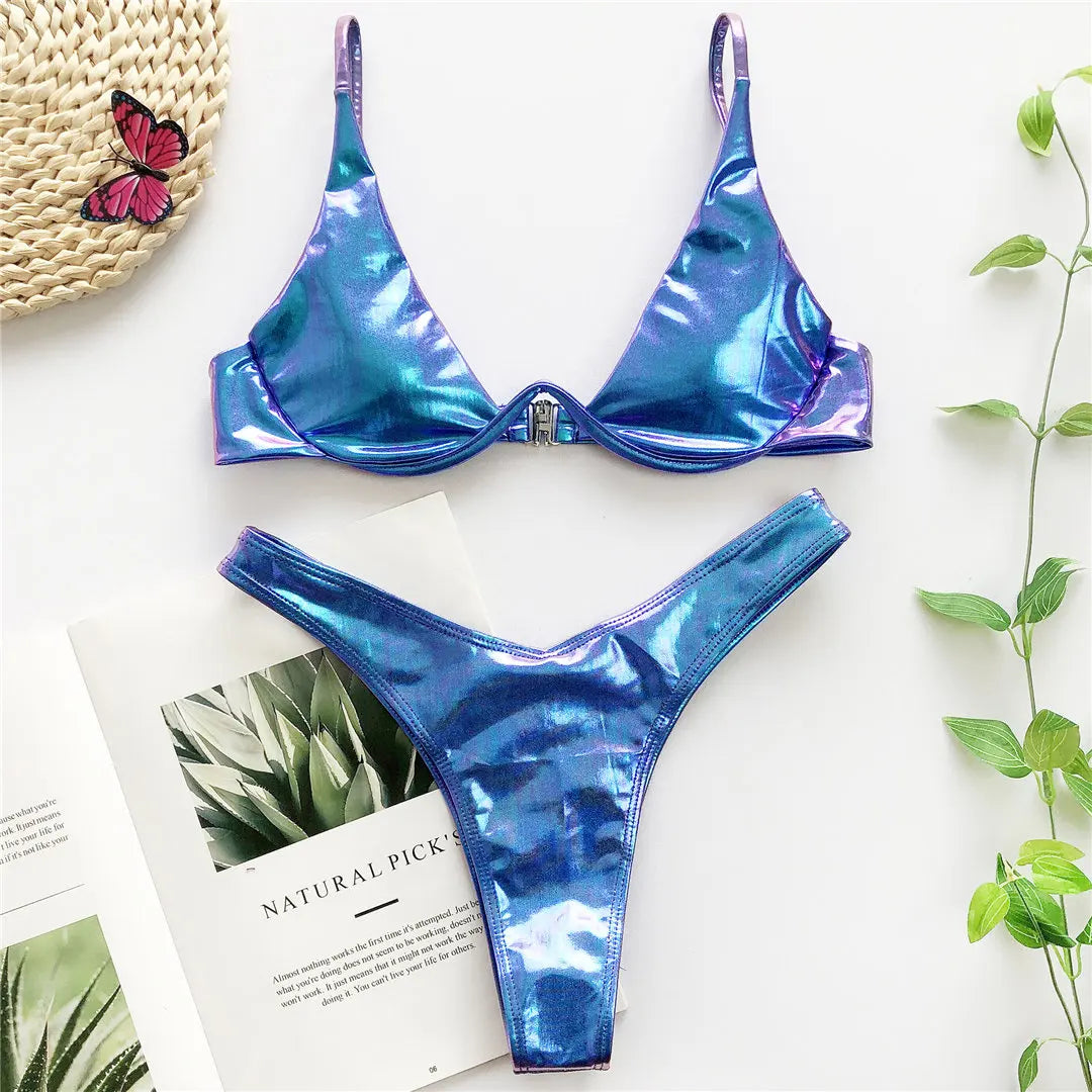 S - XL V-bar Bügel Bikini Weiblichen Badeanzug Frauen Bademode Zwei-stück V-form Draht Bikini set Badende Badeanzug Schwimmen V439