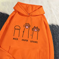 Kawaii Damen Hoodies Rock Paper Schere Lustige Katze Druck Pullover Weiche Atmungsaktive Lose Sweatshirt Herbst Winter Sportswear