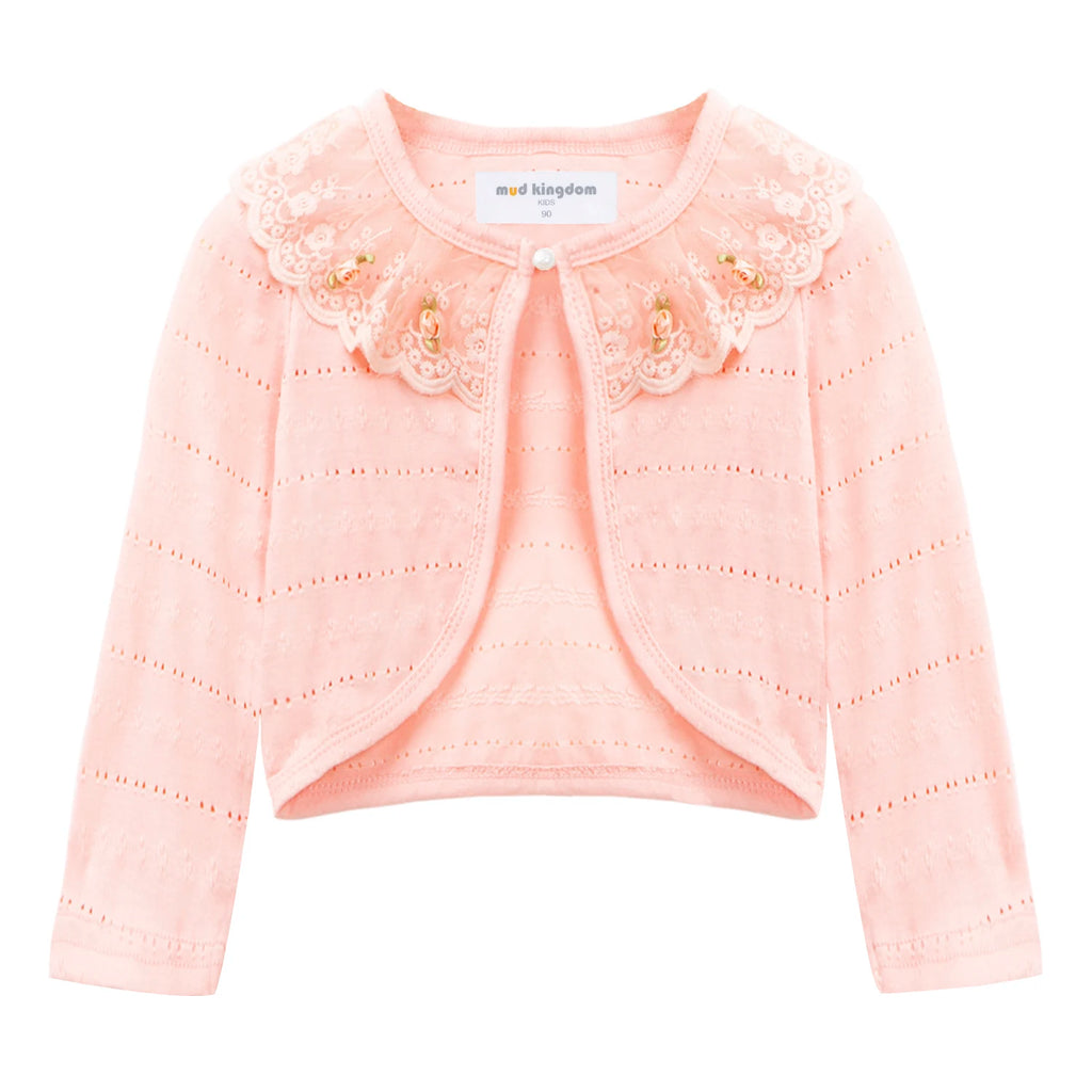 Mud kingdom Grils Strickjacke Pullover Frühling Langarm Bolero Achsel zucken Spitze kurze Strickjacke für Kleinkind Kleidung dünne Mantel Jacke