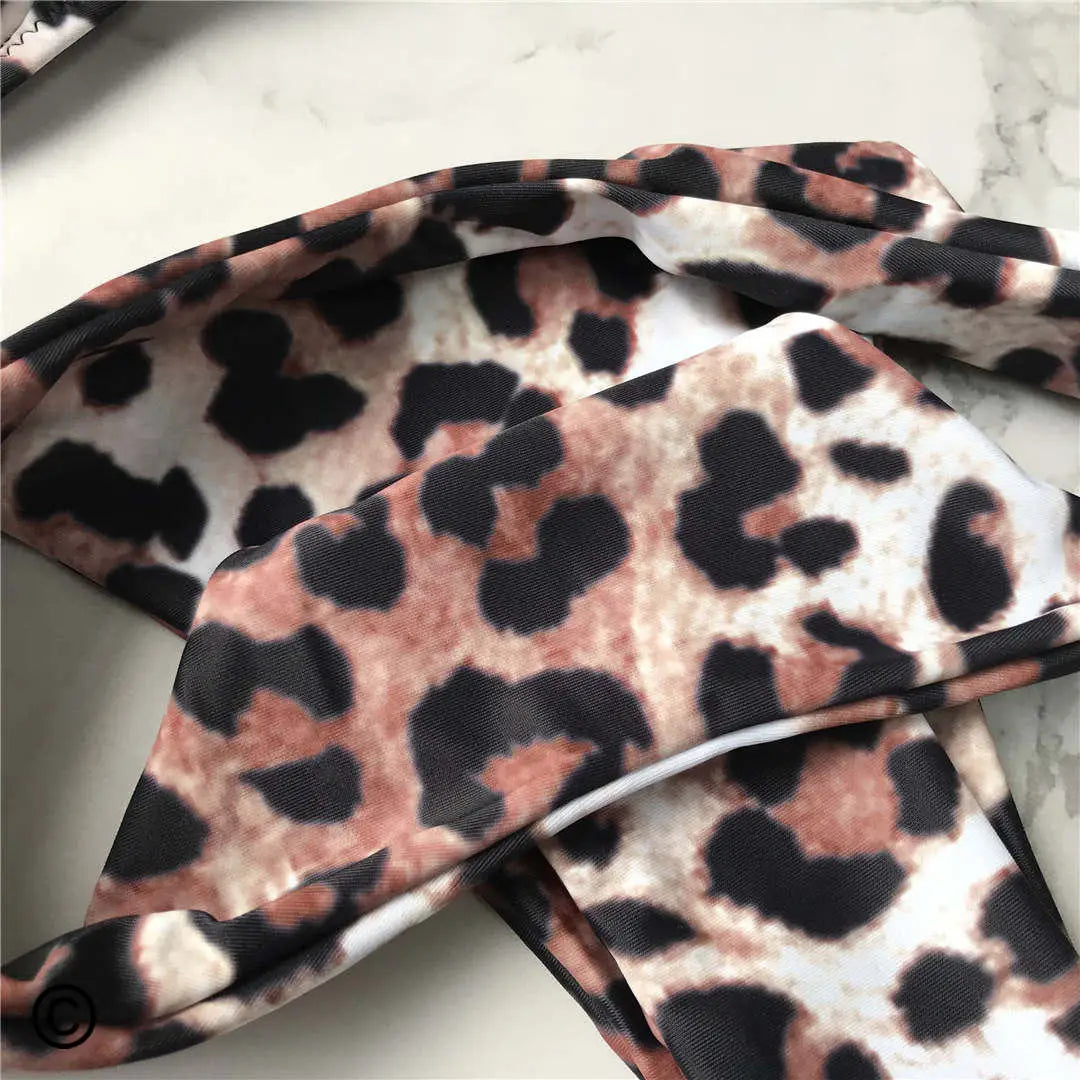 S - XL Neue Sexy Leopard Bikini Frauen Bademode Weiblichen Badeanzug Zwei-stück Bikini set Bügel Badende Badeanzug schwimmen Tragen V872