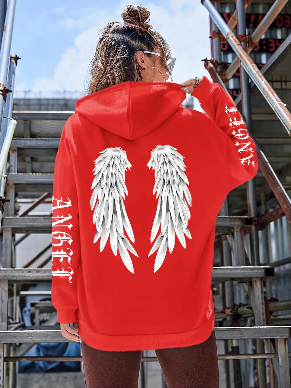 Schöne Engelsflügel bedruckte Hoodies für Damen, warm, bequem, lässig, Kapuzenpullover, modisch, klassisch, locker, originelle Basic-Kleidung