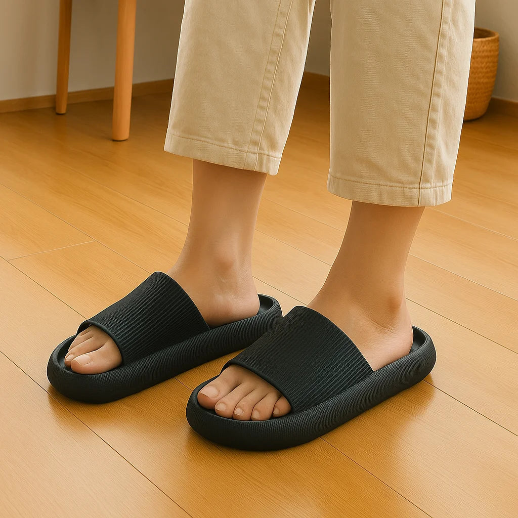 EVA-Strandpantoffeln mit dicker Sohle, 4 cm, wolkenartiger Komfort, Heimgebrauch, Paar, höhenvergrößernde, einfarbige Sommersandalen für den Innenbereich