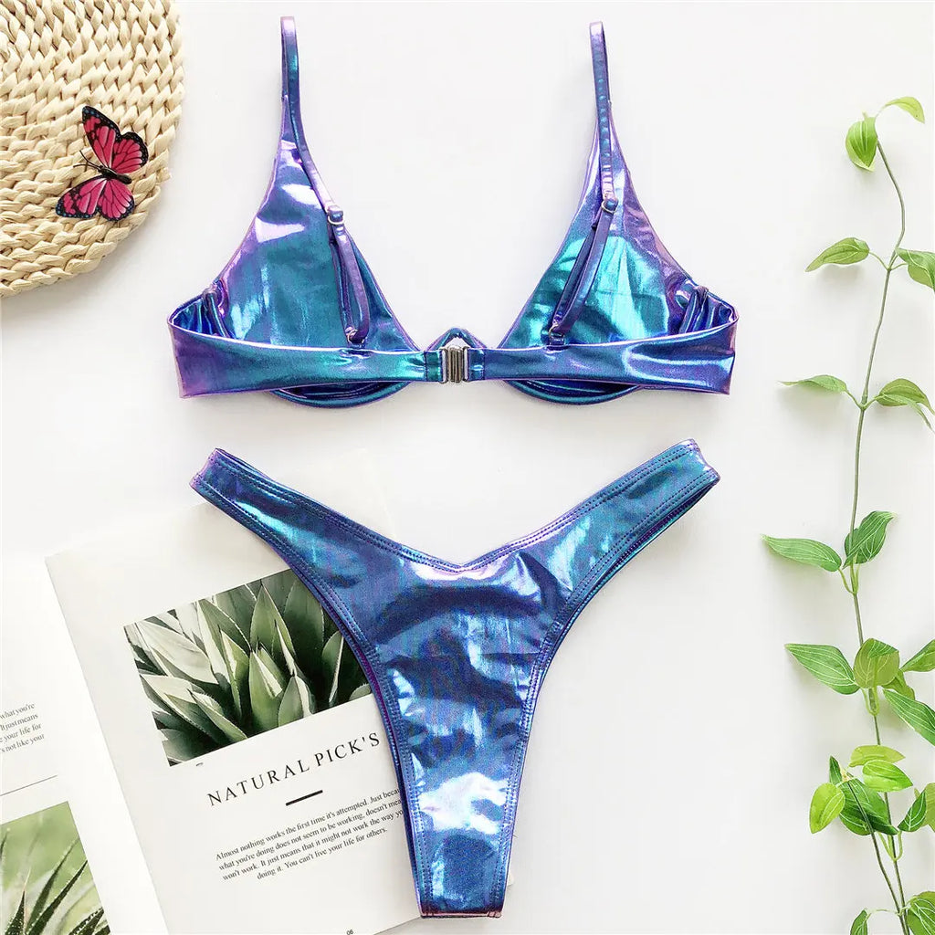 S - XL V-bar Bügel Bikini Weiblichen Badeanzug Frauen Bademode Zwei-stück V-form Draht Bikini set Badende Badeanzug Schwimmen V439