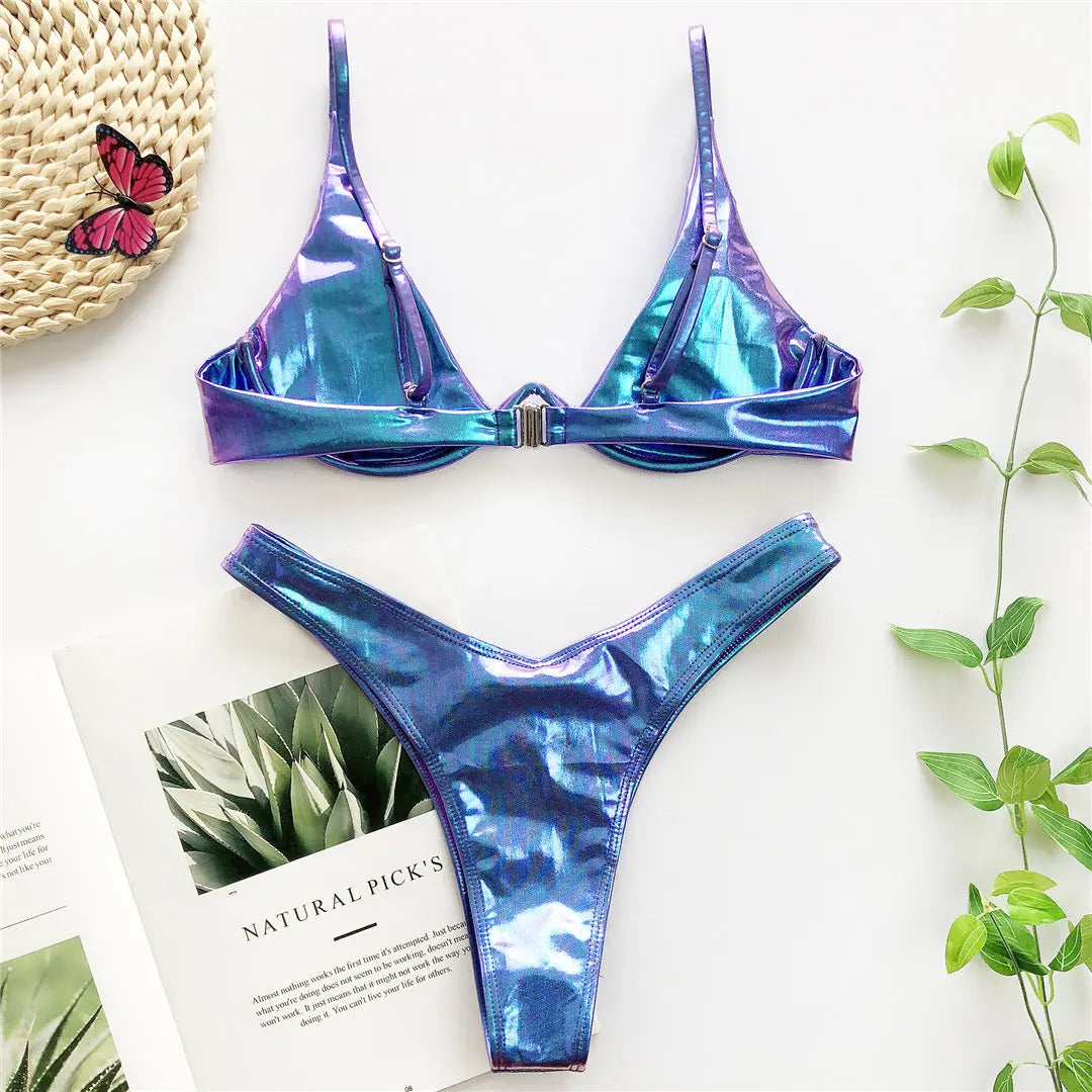 S - XL V-bar Bügel Bikini Weiblichen Badeanzug Frauen Bademode Zwei-stück V-form Draht Bikini set Badende Badeanzug Schwimmen V439