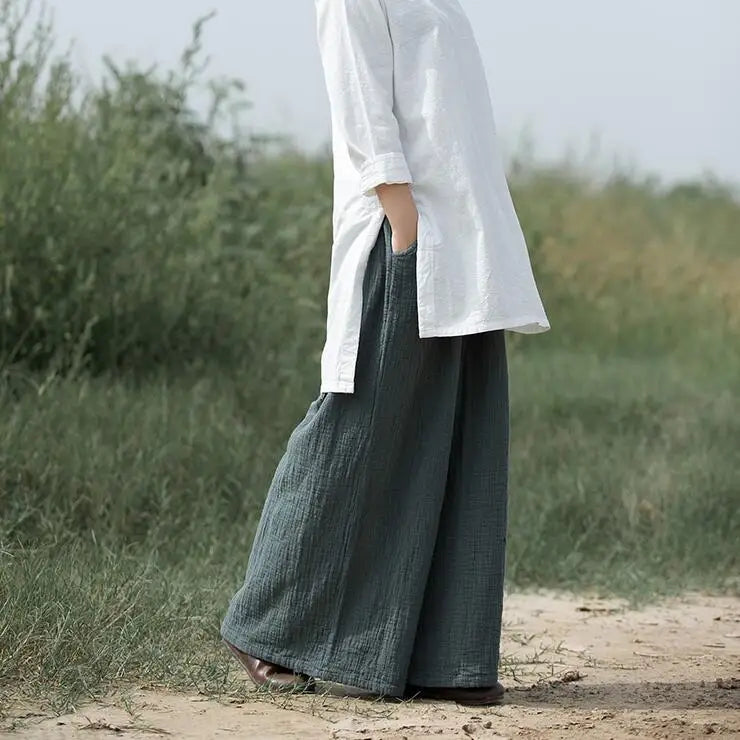 2026 Frühjahrsmode Baumwoll-Weite-Hose Übergröße Damen Locker Lässige Baumwoll-Leinen-Hose Herbst Vintage Lange Hose