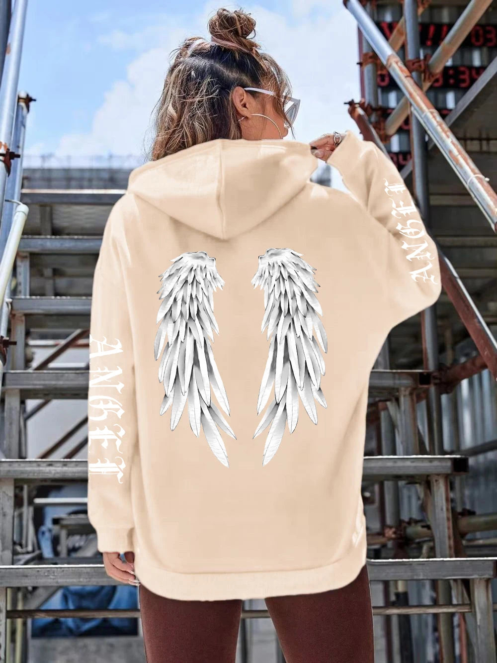 Schöne Engelsflügel bedruckte Hoodies für Damen, warm, bequem, lässig, Kapuzenpullover, modisch, klassisch, locker, originelle Basic-Kleidung