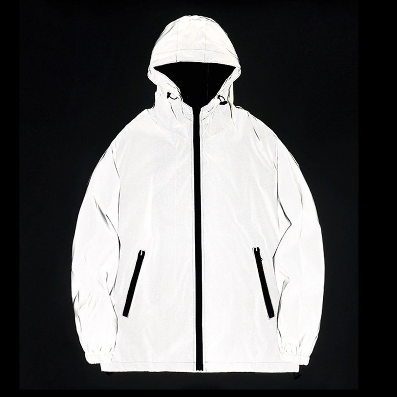 Männer Voll Reflektierende Jacke Casual Frauen Windjacke Hip Hop Mit Kapuze Mantel Wasserdicht Gedruckt Streetwear Nacht Glänzende Jacken 5XL