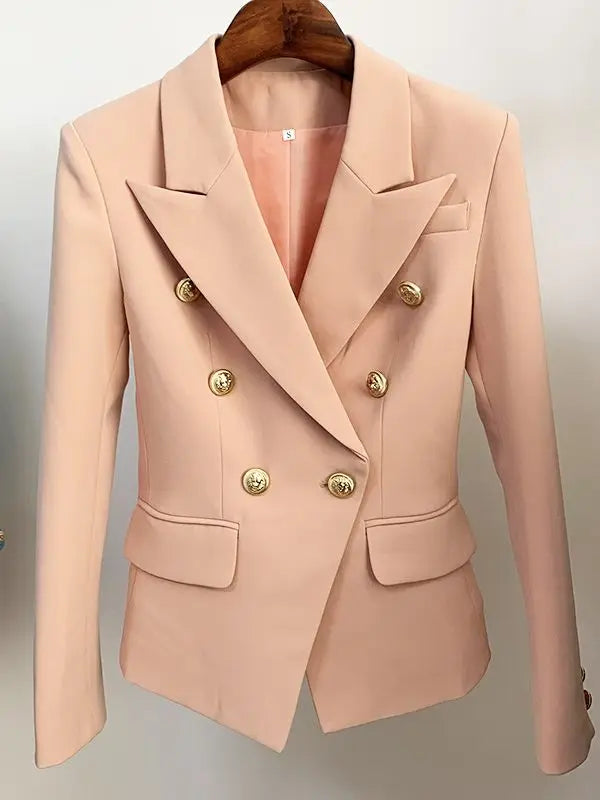 HÖCHSTE QUALITÄT Neue Mode 2026 Designer-Jacke Damen Klassischer Doppelreihiger Blazer mit Metall-Löwenknöpfen Größe S-5XL