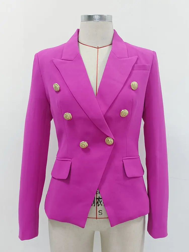 HÖCHSTE QUALITÄT Neue Mode 2026 Designer-Jacke Damen Klassischer Doppelreihiger Blazer mit Metall-Löwenknöpfen Größe S-5XL