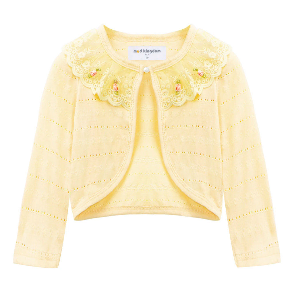 Mud kingdom Grils Strickjacke Pullover Frühling Langarm Bolero Achsel zucken Spitze kurze Strickjacke für Kleinkind Kleidung dünne Mantel Jacke