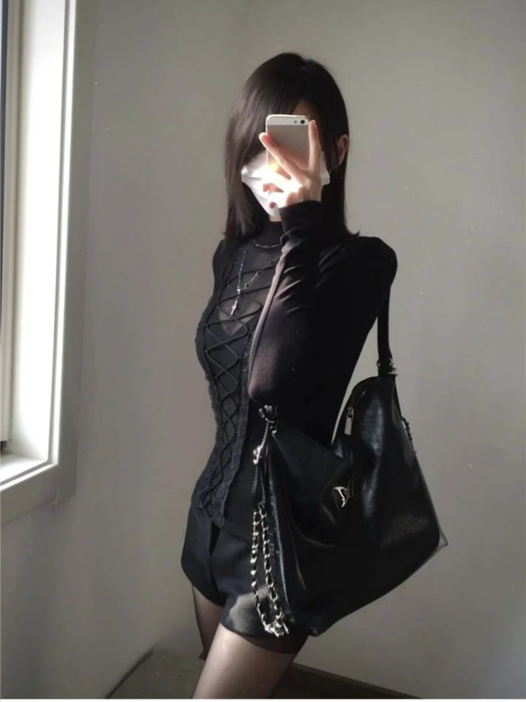 2026 Koreanische Punk-Subkultur Bedruckte Kurzarm-T-Shirts Y2K Harajuku Gothic Loose Tees Streetwear Retro 2000er Vintage Damen-Oberteile