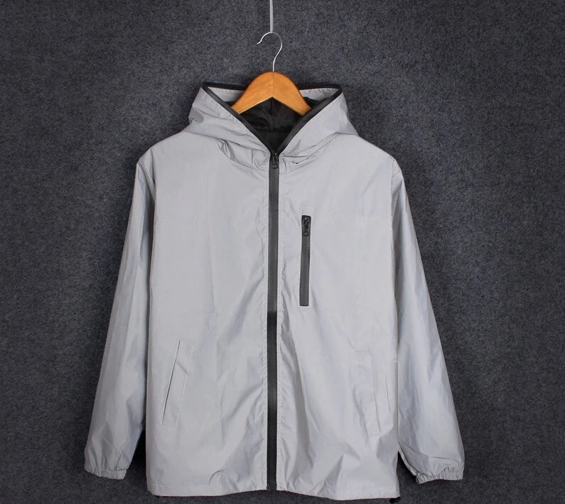 Männer Voll Reflektierende Jacke Casual Frauen Windjacke Hip Hop Mit Kapuze Mantel Wasserdicht Gedruckt Streetwear Nacht Glänzende Jacken 5XL
