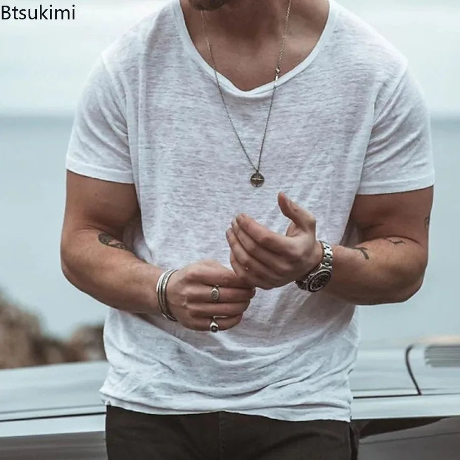 Sommer Mode Männer Kleidung Lose Beiläufige Kurzarm Oansatz T-shirts Einfarbig Einfache Grundlegende Pullover Männlich Vintage Dünne Tees