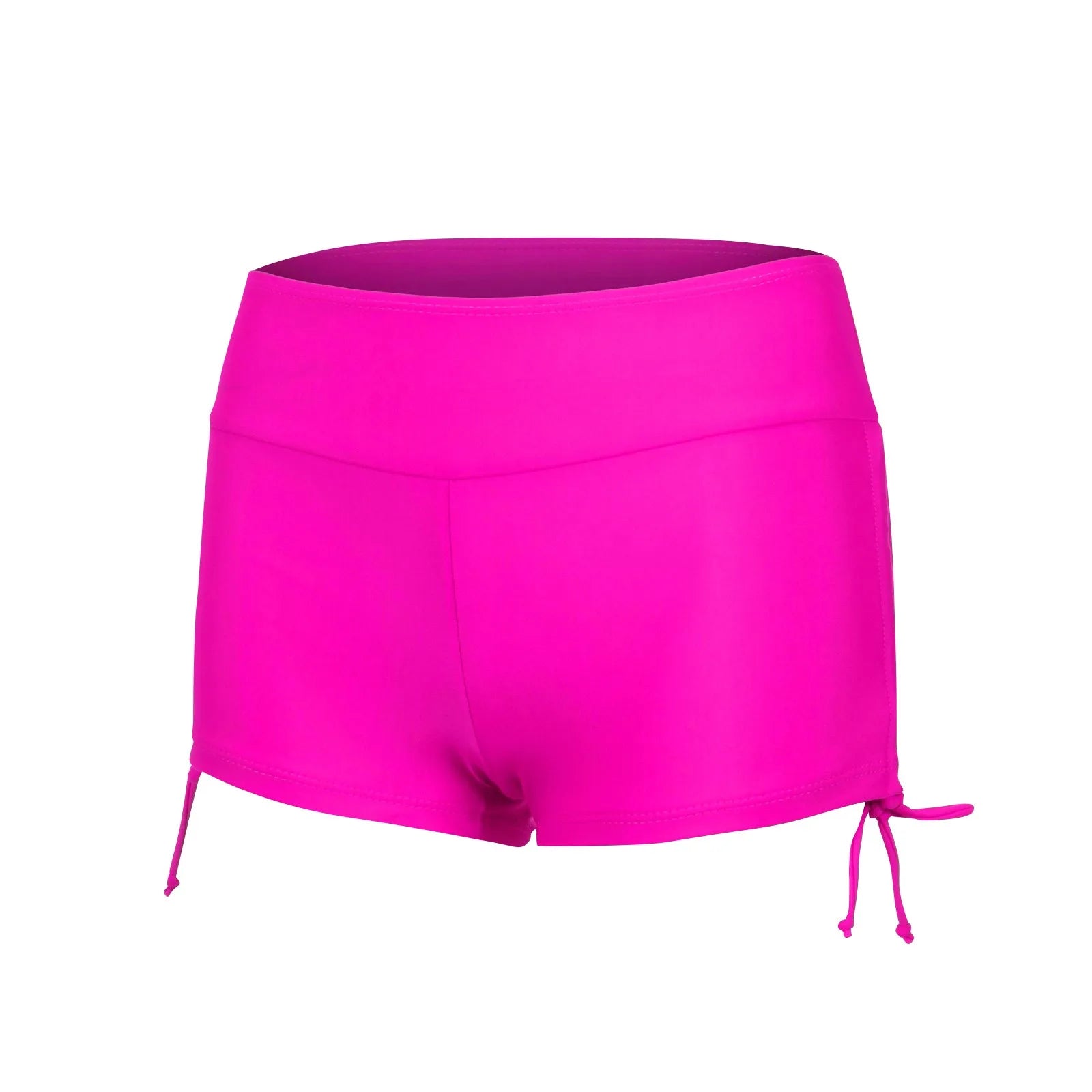Sommer-Badebekleidung für Damen, einfarbig, Boxer, Strandshorts, hohe Taille, seitlich verstellbarer Kordelzug, elastischer Sport-Badeanzug