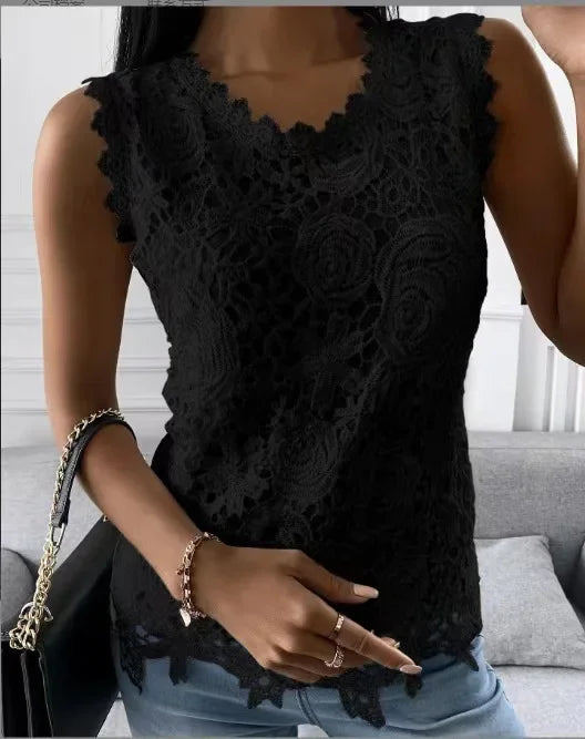Sommer Mode Spitze Bluse Frau Jacquard Ärmellose Casual Frauen Shirts Vintage Lose Blumen Weste Tops Blusas Mujer y2k kleidung