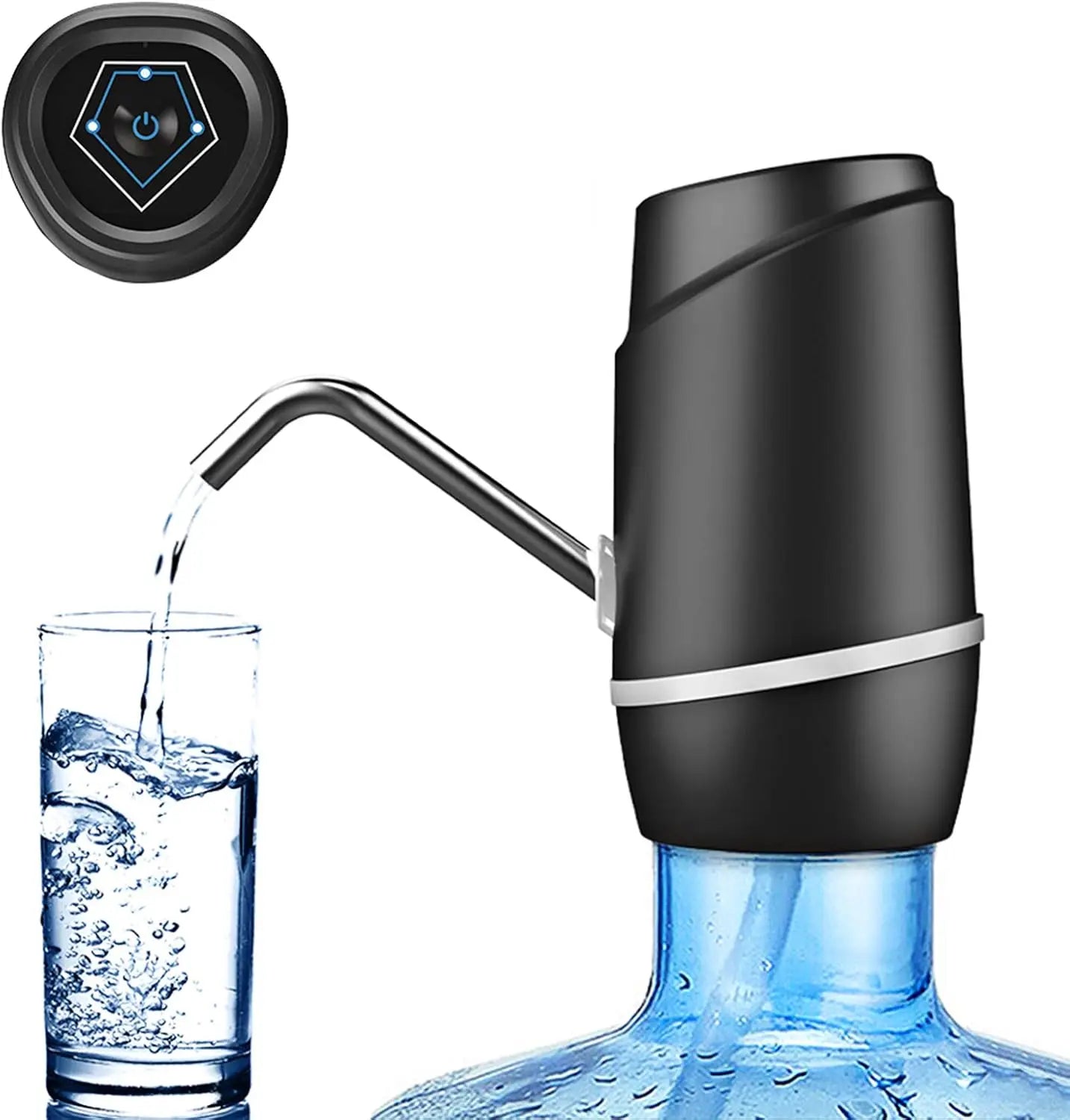 1pcwhite/schwarze Wasser flaschen pumpe USB-Lade-Auto-Schalter Trink spender mit einem Klick