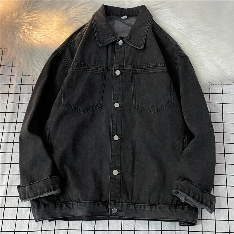 BF Stil Gewaschene Denim Jacke Für Frauen Oversize Casual Einfarbig Jean Mantel Frühling Herbst Einfache Lose Jean Oberbekleidung