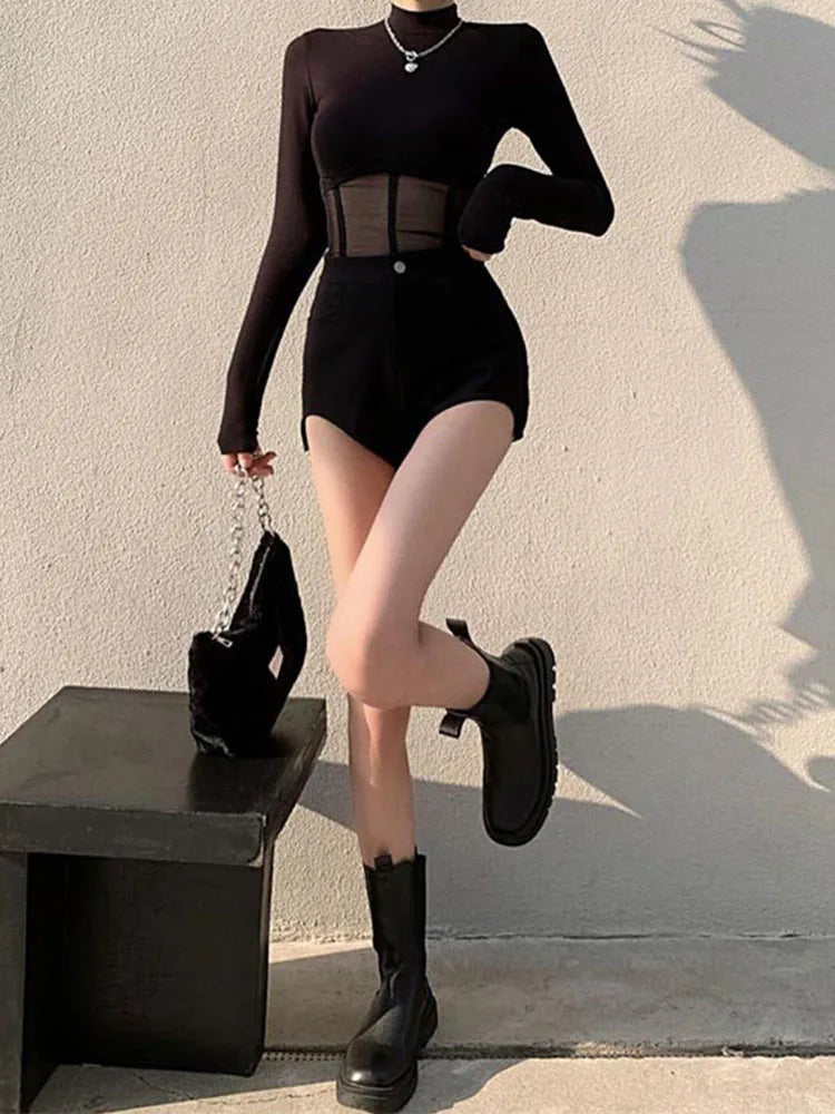 Sommer Frauen T-Shirt Frau Kleidung Langarm Tops Frühling schwarz schlanke T-Shirt weibliche Ernte Top T-Shirt sexy dünn y2k