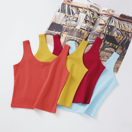 2024 mode Sexy Frauen Candy Farbe Tanks Tops Kurze 100% Baumwolle Casual Leibchen Rohr Top Weibliche Ärmellose Abgeschnitten Weste 2XL