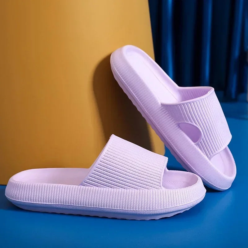 EVA-Strandpantoffeln mit dicker Sohle, 4 cm, wolkenartiger Komfort, Heimgebrauch, Paar, höhenvergrößernde, einfarbige Sommersandalen für den Innenbereich