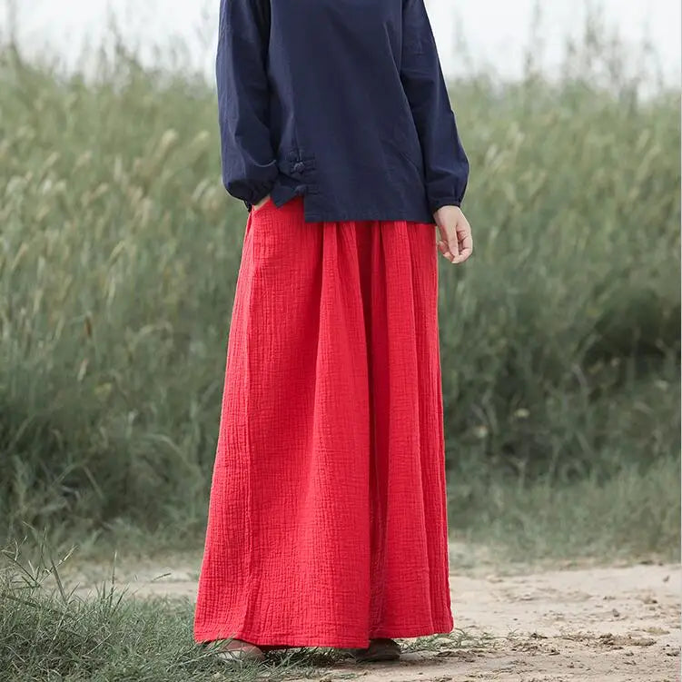 2026 Frühjahrsmode Baumwoll-Weite-Hose Übergröße Damen Locker Lässige Baumwoll-Leinen-Hose Herbst Vintage Lange Hose
