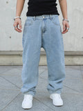 Frühling Herbst Männer Baggy Jeans Oversize Gerade Lose Beiläufige Denim Hosen Einfarbig Streetwear Fashion Y2k Breite Bein Hosen