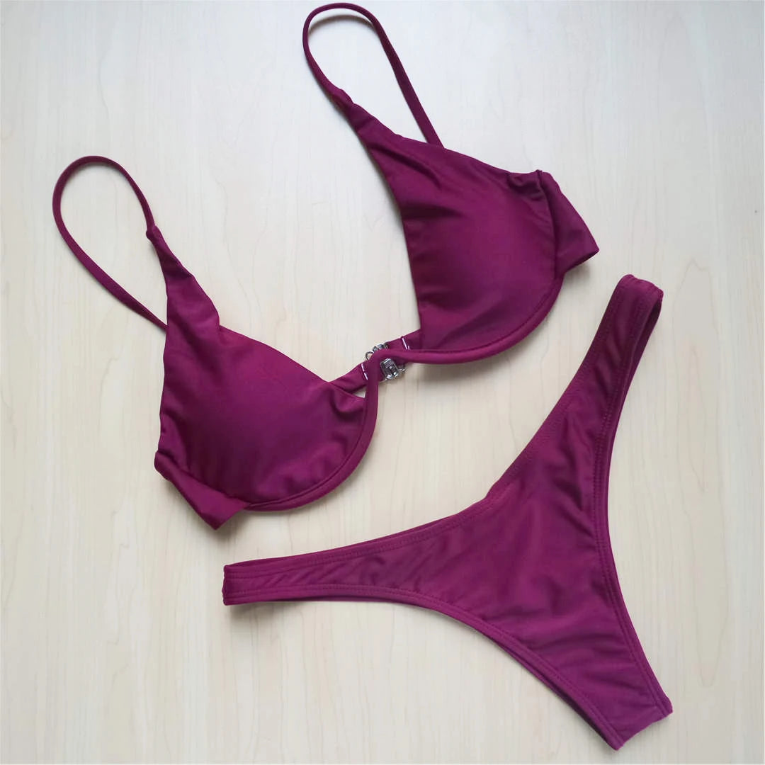 S - XL V-bar Bügel Bikini Weiblichen Badeanzug Frauen Bademode Zwei-stück V-form Draht Bikini set Badende Badeanzug Schwimmen V439