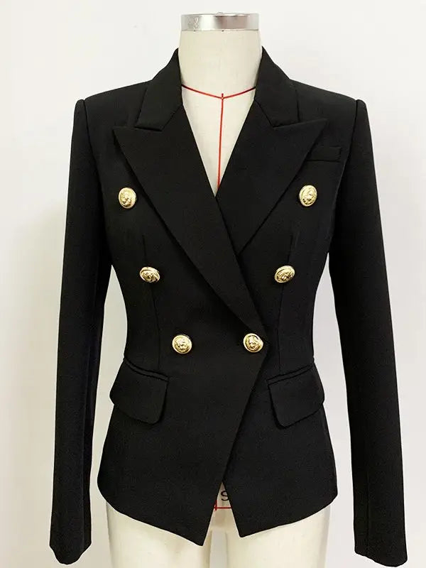 HÖCHSTE QUALITÄT Neue Mode 2026 Designer-Jacke Damen Klassischer Doppelreihiger Blazer mit Metall-Löwenknöpfen Größe S-5XL
