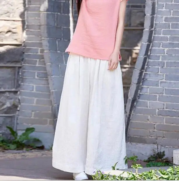 2026 Frühjahrsmode Baumwoll-Weite-Hose Übergröße Damen Locker Lässige Baumwoll-Leinen-Hose Herbst Vintage Lange Hose