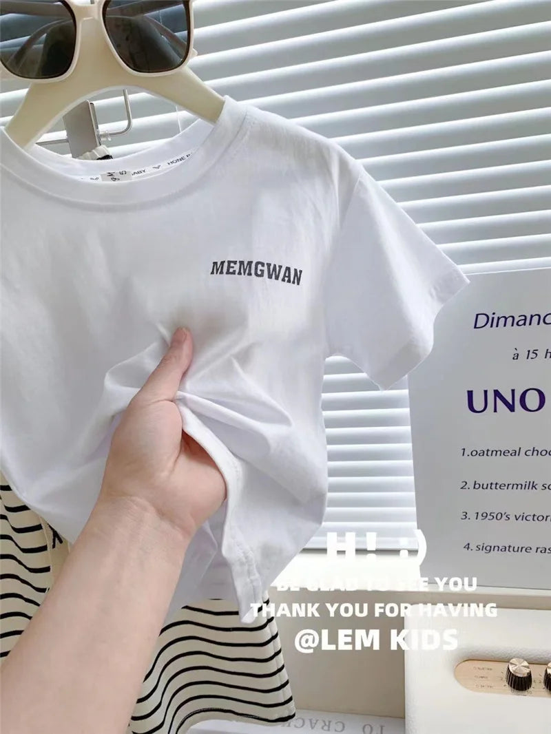 Sommer Mädchen T-Shirt Kleidungssets Kinder Kurzarm-Tops+Gestreifte Hosen 2-teilige Anzüge Mode Lässige Outfits Kinderkleidung 1-8 Jahre