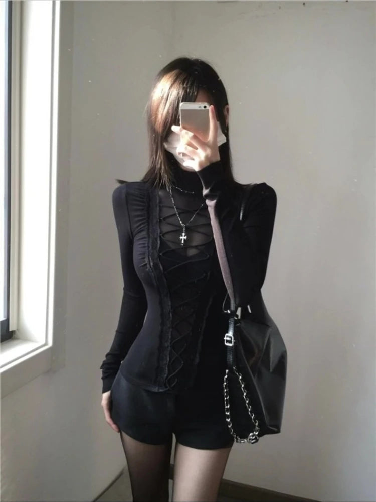 2026 Koreanische Punk-Subkultur Bedruckte Kurzarm-T-Shirts Y2K Harajuku Gothic Loose Tees Streetwear Retro 2000er Vintage Damen-Oberteile