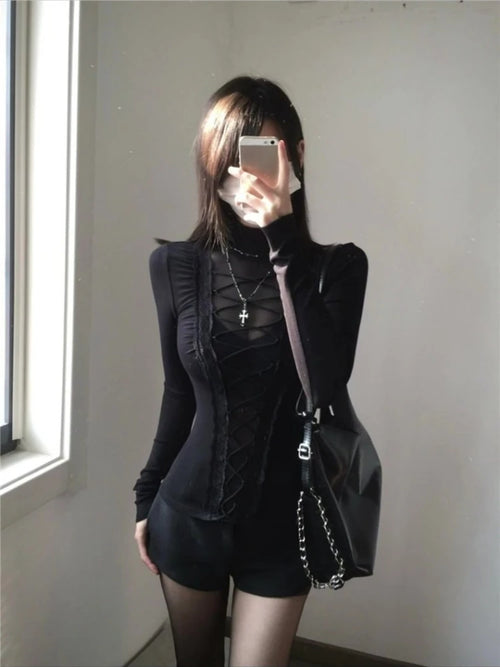 2026 Koreanische Punk-Subkultur Bedruckte Kurzarm-T-Shirts Y2K Harajuku Gothic Loose Tees Streetwear Retro 2000er Vintage Damen-Oberteile