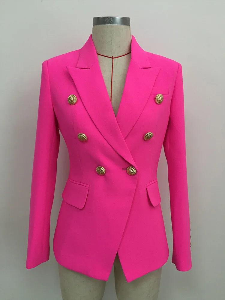 HÖCHSTE QUALITÄT Neue Mode 2026 Designer-Jacke Damen Klassischer Doppelreihiger Blazer mit Metall-Löwenknöpfen Größe S-5XL