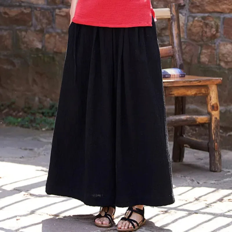 2026 Frühjahrsmode Baumwoll-Weite-Hose Übergröße Damen Locker Lässige Baumwoll-Leinen-Hose Herbst Vintage Lange Hose