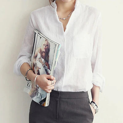 Chemisier Femme Frauen Tops Mode 2022 Sommer Leinen Weißes Hemd Frauen Langarm Bluse Koreanische Frau Kleidung Roupas Femininas