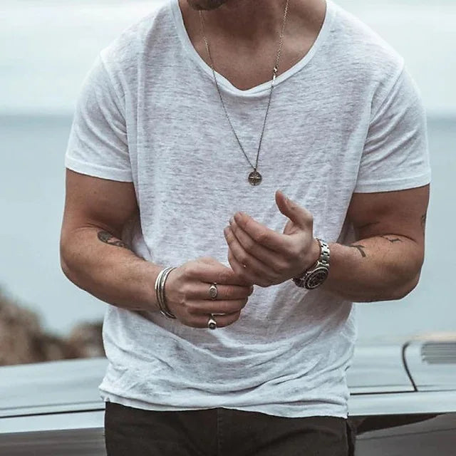 Sommer Mode Männer Kleidung Lose Beiläufige Kurzarm Oansatz T-shirts Einfarbig Einfache Grundlegende Pullover Männlich Vintage Dünne Tees