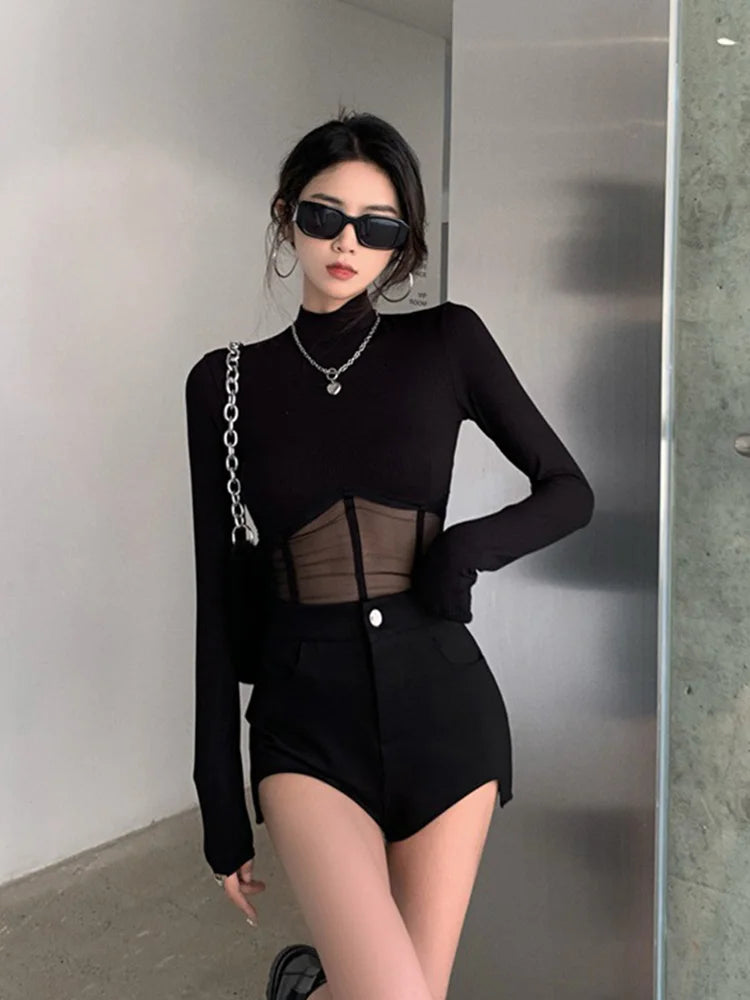 Sommer Frauen T-Shirt Frau Kleidung Langarm Tops Frühling schwarz schlanke T-Shirt weibliche Ernte Top T-Shirt sexy dünn y2k