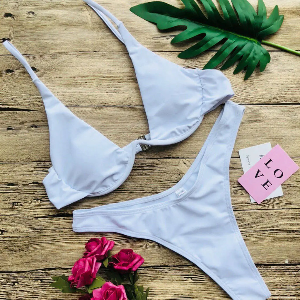 S - XL V-bar Bügel Bikini Weiblichen Badeanzug Frauen Bademode Zwei-stück V-form Draht Bikini set Badende Badeanzug Schwimmen V439