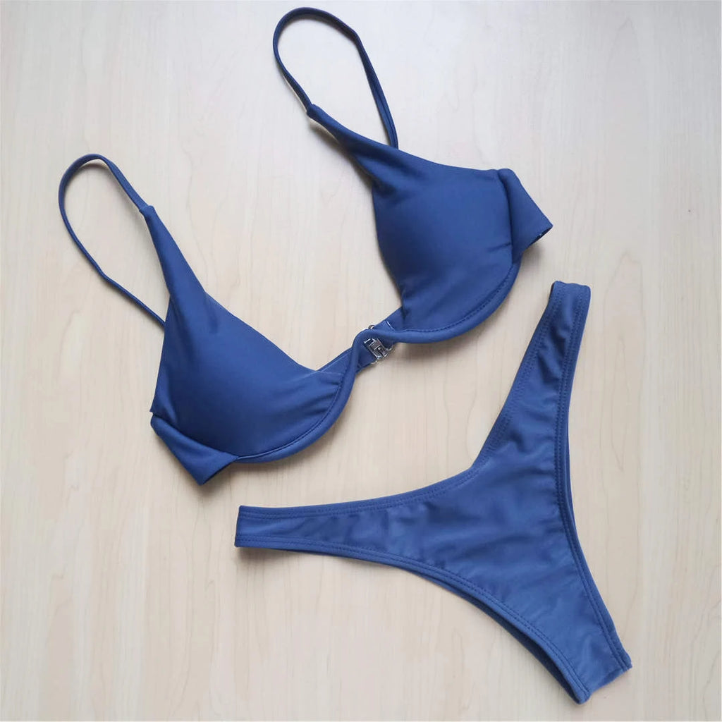 S - XL V-bar Bügel Bikini Weiblichen Badeanzug Frauen Bademode Zwei-stück V-form Draht Bikini set Badende Badeanzug Schwimmen V439