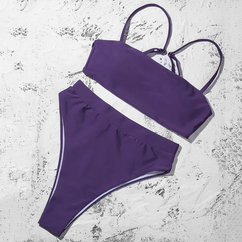 ZTVitality Sexy Bikinis Solide Push Up Bikini Biquini Mujer 2021 Heißer Verkauf Gepolsterte Bh Riemen Hohe Taille Badeanzug Bademode Frauen Druck Biquini S-XL