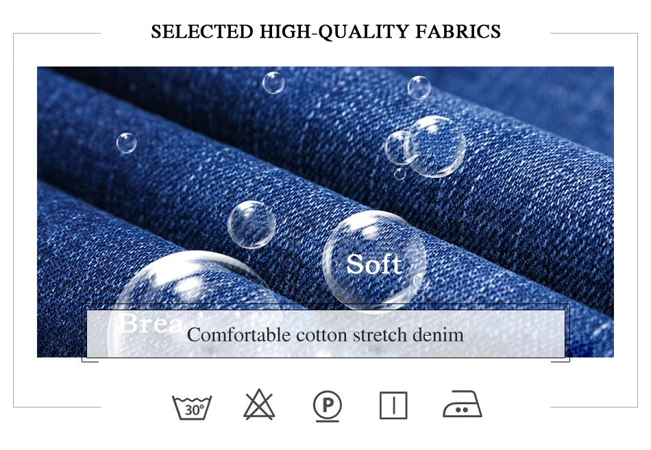 Herrenmode Business Jeans Klassischer Stil Casual Stretch Slim Jean Hosen Männliche Marke Denim Hosen Schwarz Blau