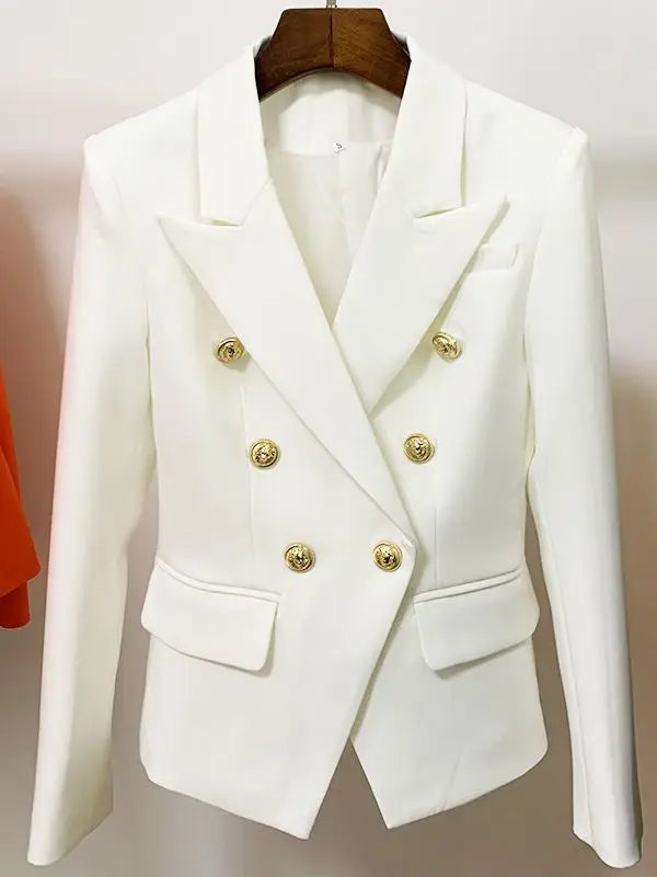 HÖCHSTE QUALITÄT Neue Mode 2026 Designer-Jacke Damen Klassischer Doppelreihiger Blazer mit Metall-Löwenknöpfen Größe S-5XL