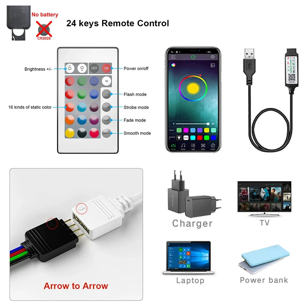 Bluetooth LED Streifen Lichter Smart SMD 5050 APP Fernbedienung Flexible Band Diode Lampe Band TV Hintergrundbeleuchtung Spiel Zimmer Wohnkultur