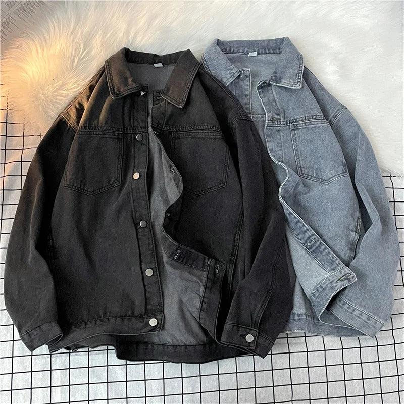 BF Stil Gewaschene Denim Jacke Für Frauen Oversize Casual Einfarbig Jean Mantel Frühling Herbst Einfache Lose Jean Oberbekleidung