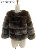 ZADORIN S-6XL Nerz Mantel Winter Schwarz Weiß Faux Pelzmantel Frau Elegante Flauschige Faux Pelz Jacke Top Kurze Pelz Mäntel Frau Kleidung