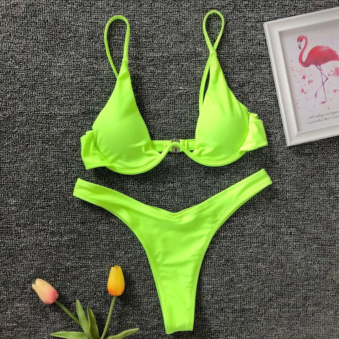 S - XL V-bar Bügel Bikini Weiblichen Badeanzug Frauen Bademode Zwei-stück V-form Draht Bikini set Badende Badeanzug Schwimmen V439