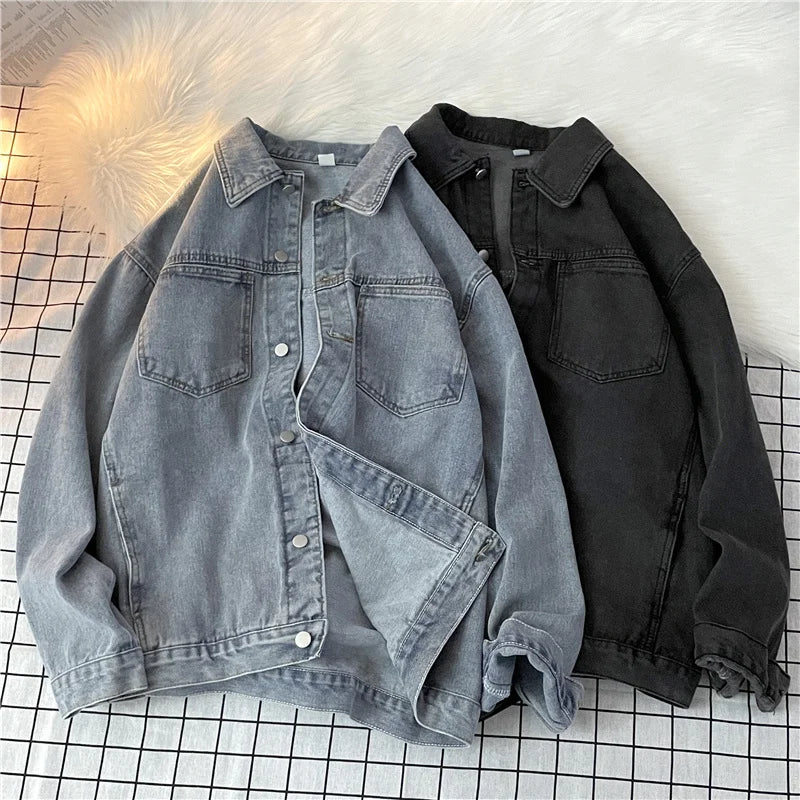 BF Stil Gewaschene Denim Jacke Für Frauen Oversize Casual Einfarbig Jean Mantel Frühling Herbst Einfache Lose Jean Oberbekleidung