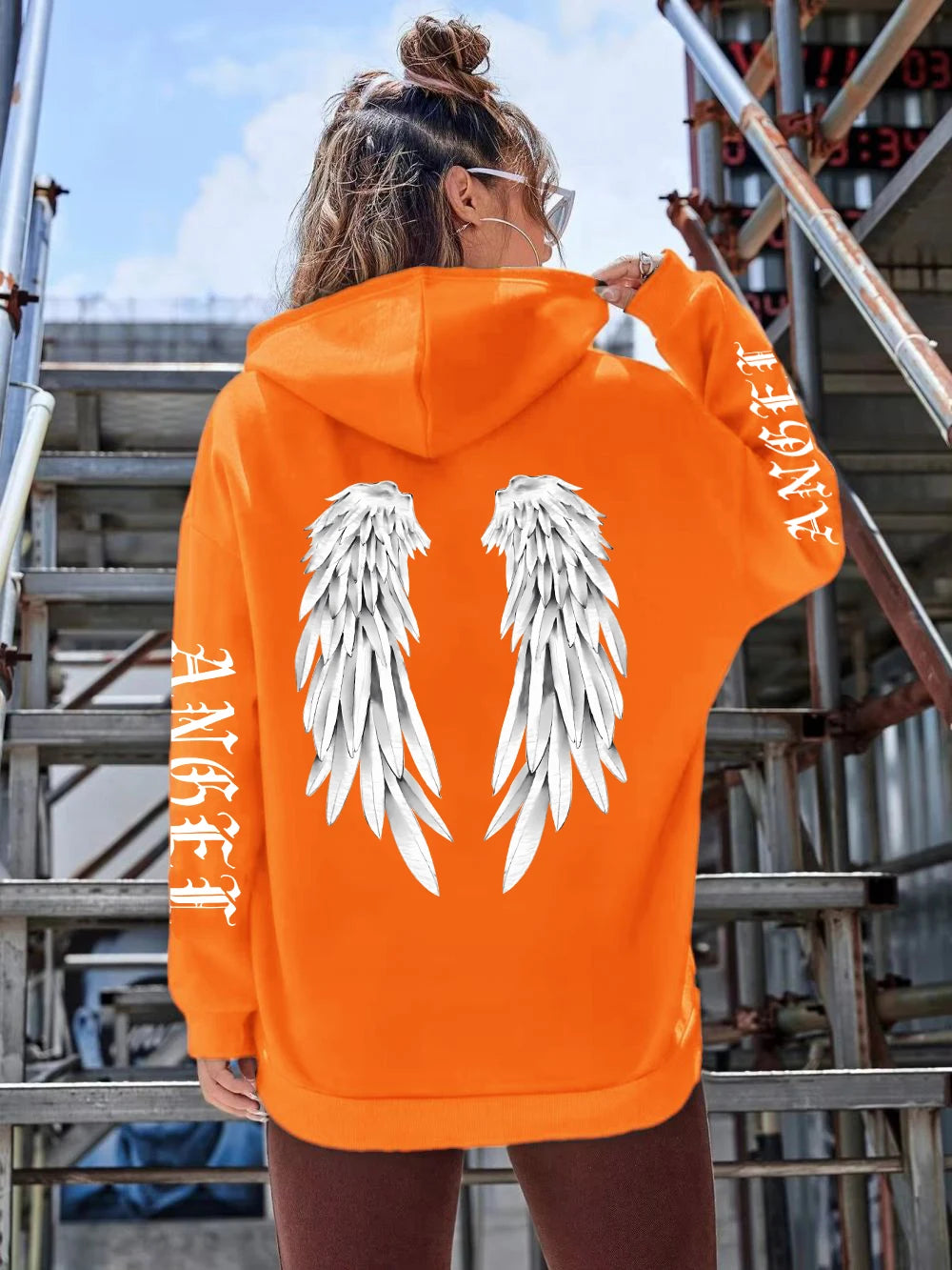 Schöne Engelsflügel bedruckte Hoodies für Damen, warm, bequem, lässig, Kapuzenpullover, modisch, klassisch, locker, originelle Basic-Kleidung