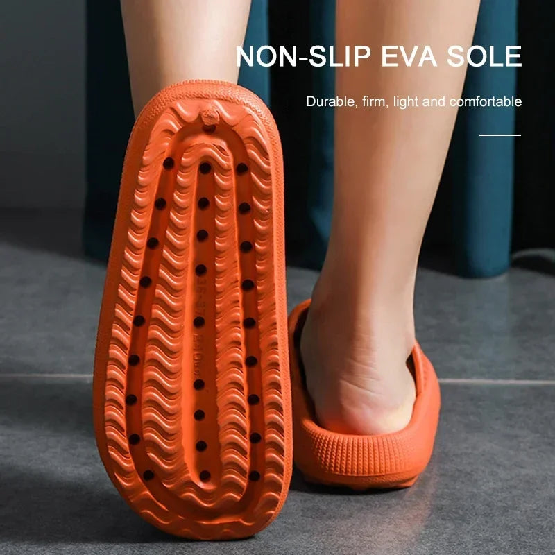EVA-Strandpantoffeln mit dicker Sohle, 4 cm, wolkenartiger Komfort, Heimgebrauch, Paar, höhenvergrößernde, einfarbige Sommersandalen für den Innenbereich