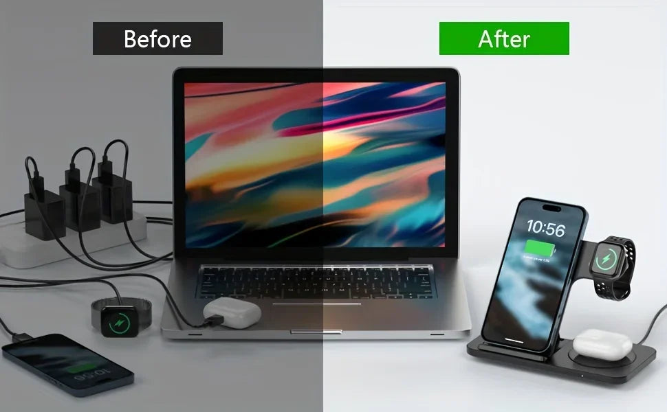 3-in-1 30 W faltbare kabellose Ladestation für iPhone 16 15 14 13 12 Pro Max iWatch Ultra Airpods Pro Schnellladestation Dock
